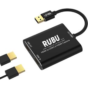 RUBU Capture Card,USB 3.0 HDMI Video Capture Device 1080P 60FPS,for Live Streaming Video Recording,Screen Capture Device Work with PS4/PC/OBS/DSLR/Camera