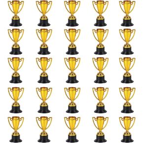 Plastic Gold Trophy Cups, Pack of 24 Golden Colored Trophy Cup Set Bulk Pack of Trophy and Award, Cup Golden Trophies Mini Trophies Cups Award Cups for Children Competitions Awards Party Favors