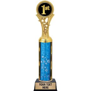 1st Place Trophies, 11" Blue Stars 1st Place Trophy Award, Free Engraving Prime