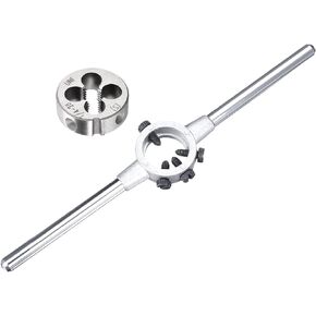uxcell 1pcs Round Die Stock Handle Wrench Holder & 2pcs Round Die 1/4-28 UNF Machine Thread Right Hand