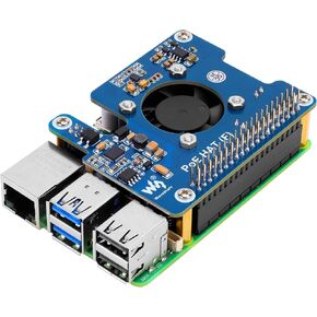 MakerFocus PoE HAT(F) for Raspberry Pi 5, Power Over Ethernet Hats with Metal Heatsink and Active Cooling Fan, Supports IEEE 802.3af/at Network, 5V/12V Power Output and SMPS