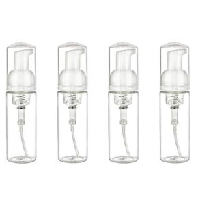 4 PCS 2 oz 60 ml BPA Free Empty Refillable Transparent Plastic Pump Foamer Bottles Press Jar Pot Dispenser Containers