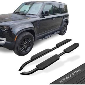 Running Boards Side Steps fit for Land Rover Defender 110 130 4door 4dr 2020-2024 Nerf Bar All Black - No Drilling Required