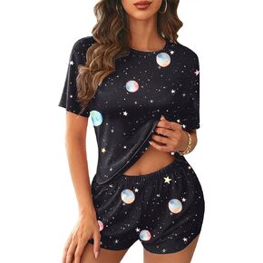 Ekouaer Women Pajama Set Short Sleeve Comfy Pjs Sets 2 Piece Lounge Set with Pockets