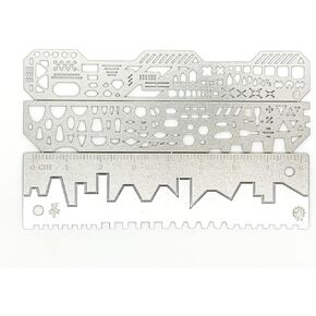 13 in 1 Scribing Template Ruler, Hobby Model Craft Carving Auxiliary Ruler Stencils, Stainless Steel Drill Hole Detail Maker Scribe Line Apply to Gundam Model Engraving Detail Building and Repairing