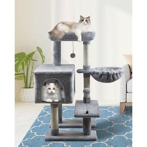 MIAO PAW Cute Cat Tree Cat Tower for Indoor Condo with Sisal Scratching Posts Jump Platform Furniture Activity Center Play House Bed Fashion Design Houses Pink