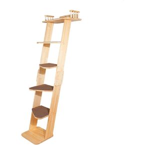 Modern 70“ Tall Leaning Cat Climbing Ladder Tree Tower Condo at 70 Degree Angle with Cat Perch Platform, Wall Mounted Cat Furniture Shelves for Multiple Cats
