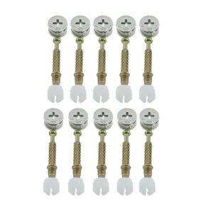 Cam Lock with Dowel RLECS 10PCS Furniture Connecter Cam Lock Fittings, 14.6x9.5mm Cam Bolt Nut and 6x40mm Dowel with Pre-Inserted Nut Replacement Parts