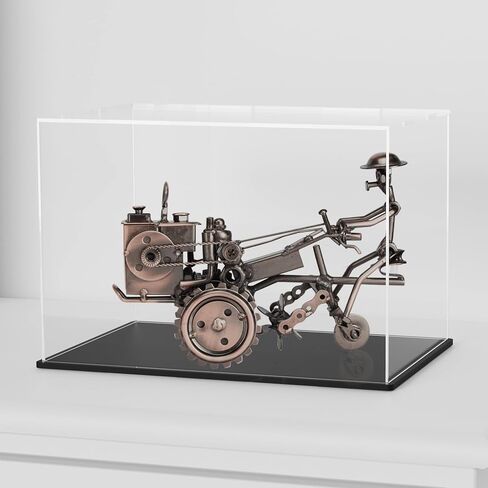 8 Inch Acrylic Case for Display, Clear Display Acrylic Box for Collectibles, Alternative Glass Case with Matt Black Stand for Display Action Figures in Saudi Arabia