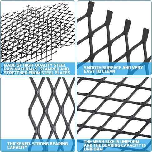 4 Pieces Expanded Metal Steel Expanded Metal Sheet Flattened Metal Mesh 24 x 12 Inches Expanded and Perforated Sheets for Grills and Smokers in Saudi Arabia