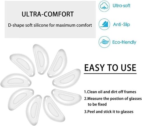 Eyeglass Nose Pads, Stick on Anti-Slip Soft Silicone Adhesive Nose Pads for Kids Adults Glasses Eyeglasses Sunglasses 12 Pairs in Saudi Arabia
