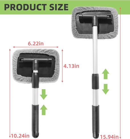 Windshield Cleaner,Windshield Cleaning Tool,Windshield Glass Cleaning Tools,Car Accessories Car Cleaning Tool with Microfiber Cloth and Extendable Handle,Fit for Cars, SUVs,Kitchens,Bathrooms in Saudi Arabia