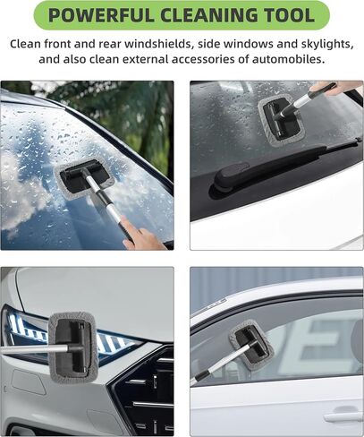 Windshield Cleaner,Windshield Cleaning Tool,Windshield Glass Cleaning Tools,Car Accessories Car Cleaning Tool with Microfiber Cloth and Extendable Handle,Fit for Cars, SUVs,Kitchens,Bathrooms in Saudi Arabia