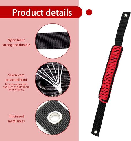 gunhunt 2 PCS Car Roof Handle, Anti-roll Bar Braided Paracord Grip, No Drilling Required Hand-woven Rope Comfortable Grip, Compatible with Ford Bronco Jeep Wrangler Interior Accessories (Red) in Saudi Arabia
