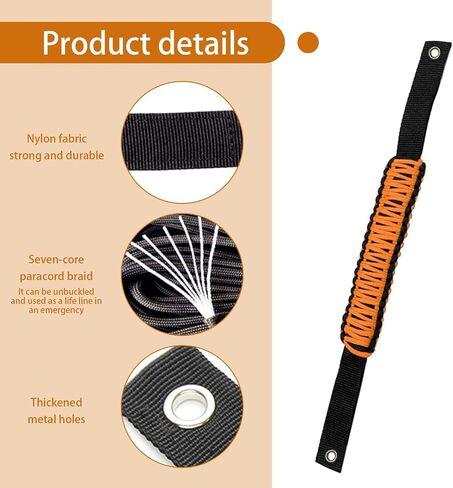 gunhunt 2 PCS Car Roof Handle, Anti-roll Bar Braided Paracord Grip, No Drilling Required Hand-woven Rope Comfortable Grip, Compatible with Ford Bronco Jeep Wrangler Interior Accessories (Red) in Saudi Arabia