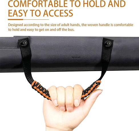 gunhunt 2 PCS Car Roof Handle, Anti-roll Bar Braided Paracord Grip, No Drilling Required Hand-woven Rope Comfortable Grip, Compatible with Ford Bronco Jeep Wrangler Interior Accessories (Red) in Saudi Arabia
