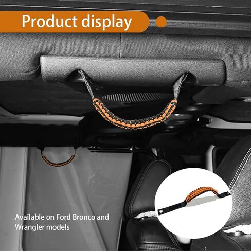 gunhunt 2 PCS Car Roof Handle, Anti-roll Bar Braided Paracord Grip, No Drilling Required Hand-woven Rope Comfortable Grip, Compatible with Ford Bronco Jeep Wrangler Interior Accessories (Red) in Saudi Arabia