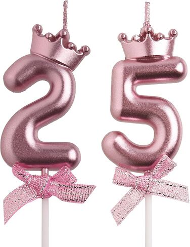 25th 52nd Birthday Candles, White 52 25 Year Old Cake Topper Cute Number Birthday Candles, Happy Birthday Party Decorations Gifts for Men Women in Saudi Arabia