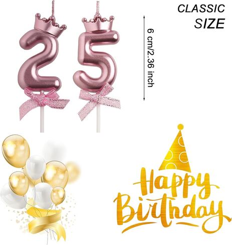 25th 52nd Birthday Candles, White 52 25 Year Old Cake Topper Cute Number Birthday Candles, Happy Birthday Party Decorations Gifts for Men Women in Saudi Arabia
