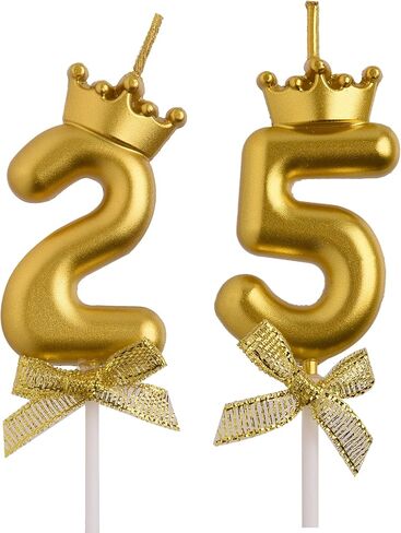 25th 52nd Birthday Candles, White 52 25 Year Old Cake Topper Cute Number Birthday Candles, Happy Birthday Party Decorations Gifts for Men Women in Saudi Arabia