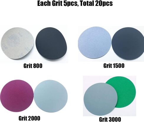Mix Grit Set Water Wet Dry Grinding Abrasive Paper 7inch 180mm Grit 800-3000 Sanding Discs Hook Loop Sandpaper Round Sandpaper Disk Sand Sheet 20pcs/Lot in Saudi Arabia