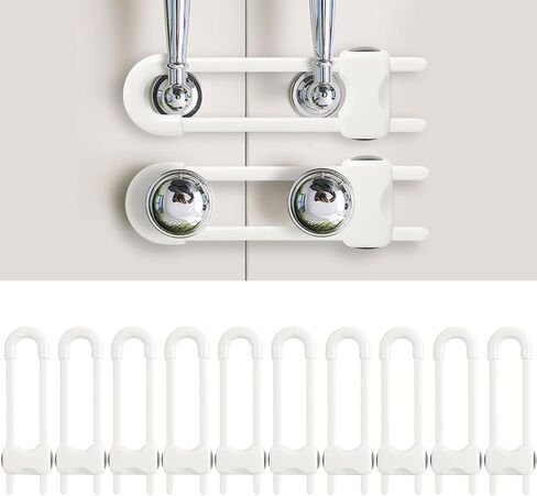 Baby Proofing Cabinets, Sliding Cabinet Locks for Babies, Adjustable U Shaped Baby Safety Locks, Childproof Cabinet Latch for Kitchen, Bathroom, Drawer, Cupboard Doors Knobs & Handles (6 Pack White) in Saudi Arabia