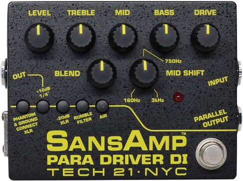 Tech 21 SansAmp Para Driver DI V2 Preamp Pedal Bundle with 3 MXR Patch Cables and Dunlop Variety Pick Pack in Saudi Arabia