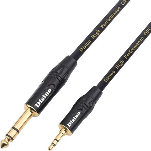 DISINO 1/8 to 1/4 Stereo Cable, Heavy Duty 3.5mm Mini Jack TRS to 6.35mm Jack TRS Audio Interconnect Path Cord Lead - 6.6 feet in Saudi Arabia