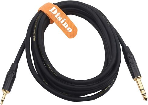 DISINO 1/8 to 1/4 Stereo Cable, Heavy Duty 3.5mm Mini Jack TRS to 6.35mm Jack TRS Audio Interconnect Path Cord Lead - 6.6 feet in Saudi Arabia