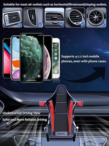 Universal Phone Mount for Car Vent, Upgraded Air Vent Clip Cell Phone Holder with Metal Hook Clip [Thick Cases Friendly] Racing Style Cell Phone Holder for iPhone Android and Phones (Green) in Kuwait