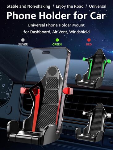 Universal Phone Mount for Car Vent, Upgraded Air Vent Clip Cell Phone Holder with Metal Hook Clip [Thick Cases Friendly] Racing Style Cell Phone Holder for iPhone Android and Phones (Green) in Kuwait