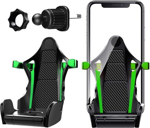 Universal Phone Mount for Car Vent, Upgraded Air Vent Clip Cell Phone Holder with Metal Hook Clip [Thick Cases Friendly] Racing Style Cell Phone Holder for iPhone Android and Phones (Green) in Saudi Arabia
