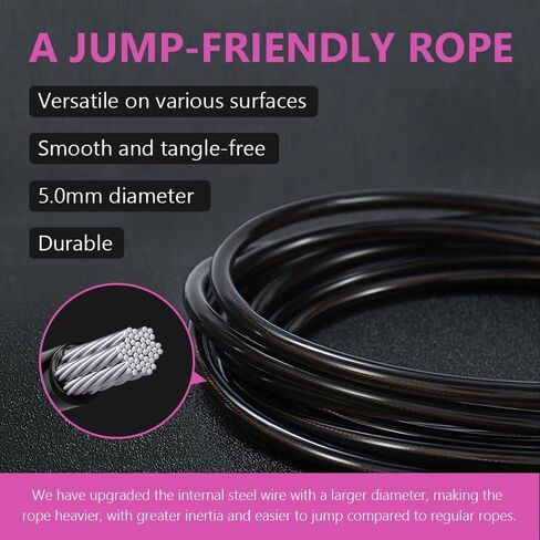 Jump Rope, HANDIO jump ropes 1/2 lb Weighted Jump Rope for Boxing, Cardio, Crossfit Workout, 8~10ft Range Adjustable Length Steel Ropes with Ball Bearings and Metal Handles, Jumpropes Suitable for Men in Saudi Arabia