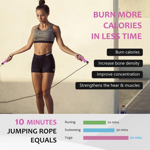 Jump Rope, HANDIO jump ropes 1/2 lb Weighted Jump Rope for Boxing, Cardio, Crossfit Workout, 8~10ft Range Adjustable Length Steel Ropes with Ball Bearings and Metal Handles, Jumpropes Suitable for Men in Saudi Arabia
