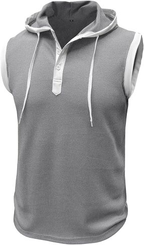 Rexcyril Men's Workout Hooded Tank Top Gym Bodybuilding Cutoff Mucle T Shirt Sleeveless Training Hoodies in Saudi Arabia