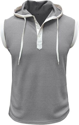 Rexcyril Men's Workout Hooded Tank Top Gym Bodybuilding Cutoff Mucle T Shirt Sleeveless Training Hoodies in Saudi Arabia
