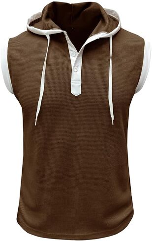 Rexcyril Men's Workout Hooded Tank Top Gym Bodybuilding Cutoff Mucle T Shirt Sleeveless Training Hoodies in Saudi Arabia
