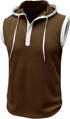 Rexcyril Men's Workout Hooded Tank Top Gym Bodybuilding Cutoff Mucle T Shirt Sleeveless Training Hoodies in Saudi Arabia