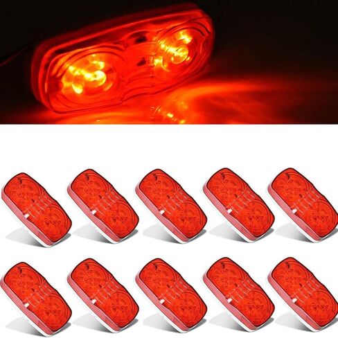 NPAUTO 10 قطعة أضواء العلامات الجانبية الحمراء مزدوجة بولس 10 LED مقطورة مصباح سيارة جانبي بولز عين النمر لشاحنة RV قارب مقطورات التخييم in Saudi Arabia