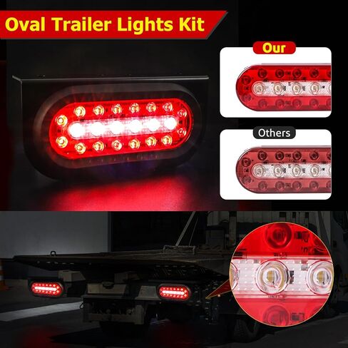 مصابيح مقطورة بيضاوية LIMICAR، 6 بوصات 22 مصباح LED للمقطورة، دعامة إضاءة للمقطورة، مجموعة مصابيح LED للمقطورة المساعدة، مصابيح خلفية LED للشاحنات in Kuwait