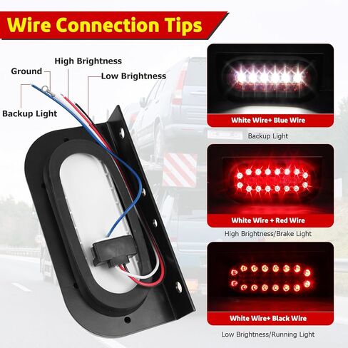مصابيح مقطورة بيضاوية LIMICAR، 6 بوصات 22 مصباح LED للمقطورة، دعامة إضاءة للمقطورة، مجموعة مصابيح LED للمقطورة المساعدة، مصابيح خلفية LED للشاحنات in Kuwait