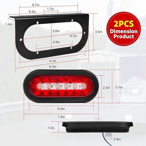 مصابيح مقطورة بيضاوية LIMICAR، 6 بوصات 22 مصباح LED للمقطورة، دعامة إضاءة للمقطورة، مجموعة مصابيح LED للمقطورة المساعدة، مصابيح خلفية LED للشاحنات in Kuwait