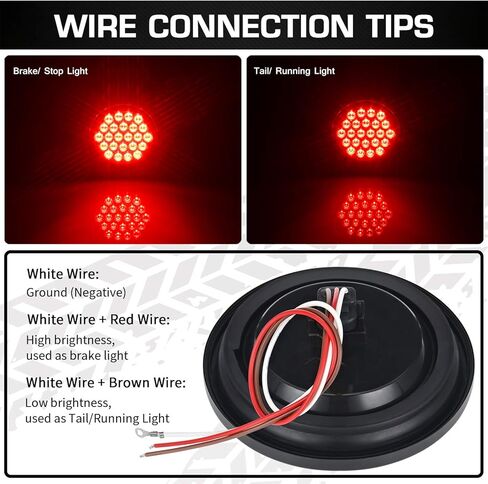 مصابيح مقطورة مستديرة LINKITOM مقاس 4 بوصات، أحمر ساطع للغاية 24 مصباح LED لإشارة الانعطاف للفرامل مع حشوات مطاطية مقاومة للماء لشاحنة مقطورة القوارب RV [معتمدة من DOT] [IP67]، 4 عبوات in Kuwait