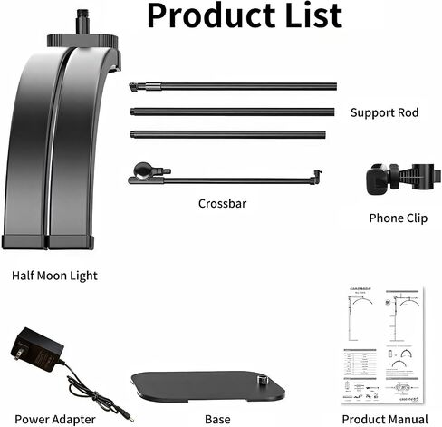 yAyusi Lash Light for Eyelash Tech، مصباح رموش أرضي قابل للطي لوصلات الرموش، تقنية الرموش LED بضوء نصف القمر مع حامل هاتف، ضوء تجميلي خافت للرموش/العناية بالبشرة/الوشم in Saudi Arabia