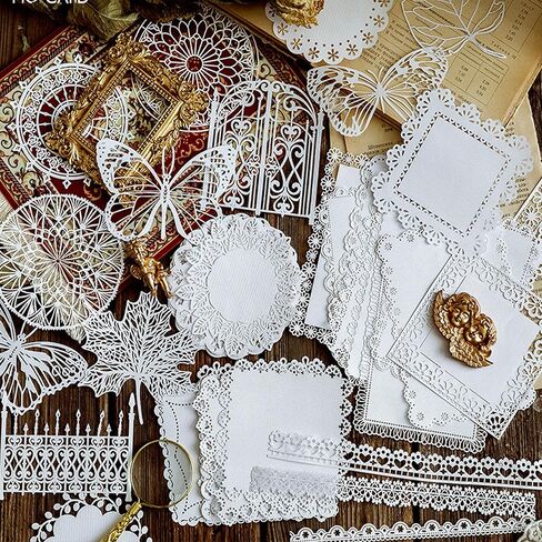 الجمالية القصاصات ورقة الدانتيل 40pcs، خمر الصور القصاصات ورقة الزخرفية القواطع للوازم مجلة غير المرغوب فيه، مجلة رصاصة، صنع بطاقة، DIY ألبوم الحرف مخططي القصاصات الزينة in Kuwait