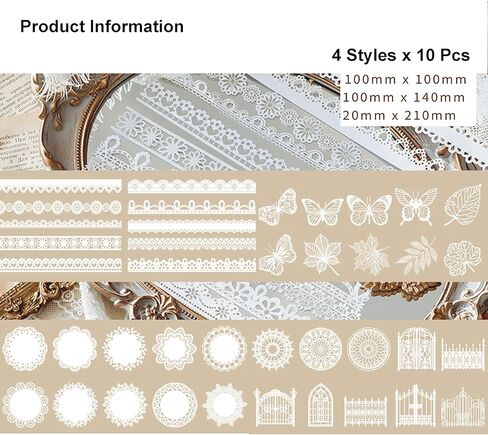 الجمالية القصاصات ورقة الدانتيل 40pcs، خمر الصور القصاصات ورقة الزخرفية القواطع للوازم مجلة غير المرغوب فيه، مجلة رصاصة، صنع بطاقة، DIY ألبوم الحرف مخططي القصاصات الزينة in Kuwait