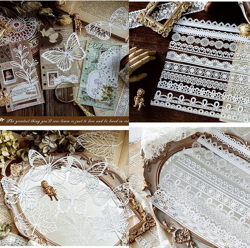 الجمالية القصاصات ورقة الدانتيل 40pcs، خمر الصور القصاصات ورقة الزخرفية القواطع للوازم مجلة غير المرغوب فيه، مجلة رصاصة، صنع بطاقة، DIY ألبوم الحرف مخططي القصاصات الزينة in Kuwait