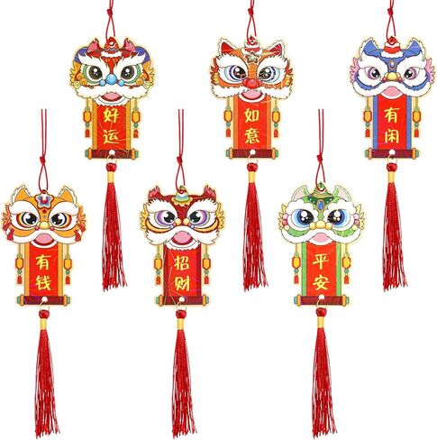NEWEST 12 Pieces Dragon Lucky Charms, 2024 Chinese New Year Decorations Red Hanging Tassels for Chinese Spring Festival Luck Wealth, Style B in Saudi Arabia