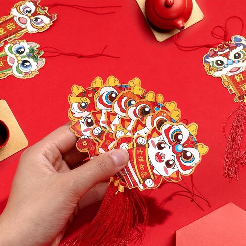 NEWEST 12 Pieces Dragon Lucky Charms, 2024 Chinese New Year Decorations Red Hanging Tassels for Chinese Spring Festival Luck Wealth, Style B in Saudi Arabia