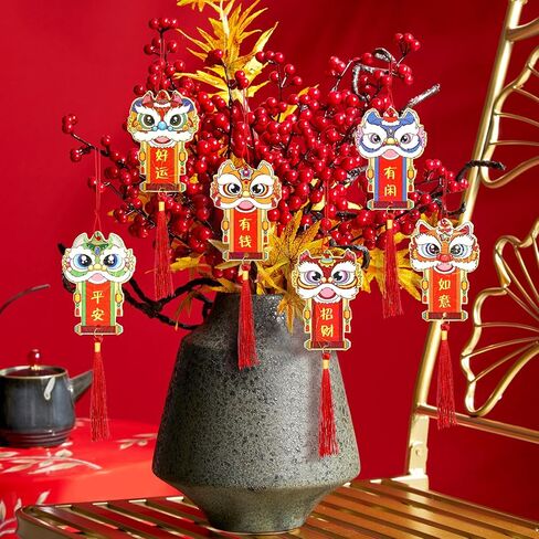 NEWEST 12 Pieces Dragon Lucky Charms, 2024 Chinese New Year Decorations Red Hanging Tassels for Chinese Spring Festival Luck Wealth, Style B in Saudi Arabia